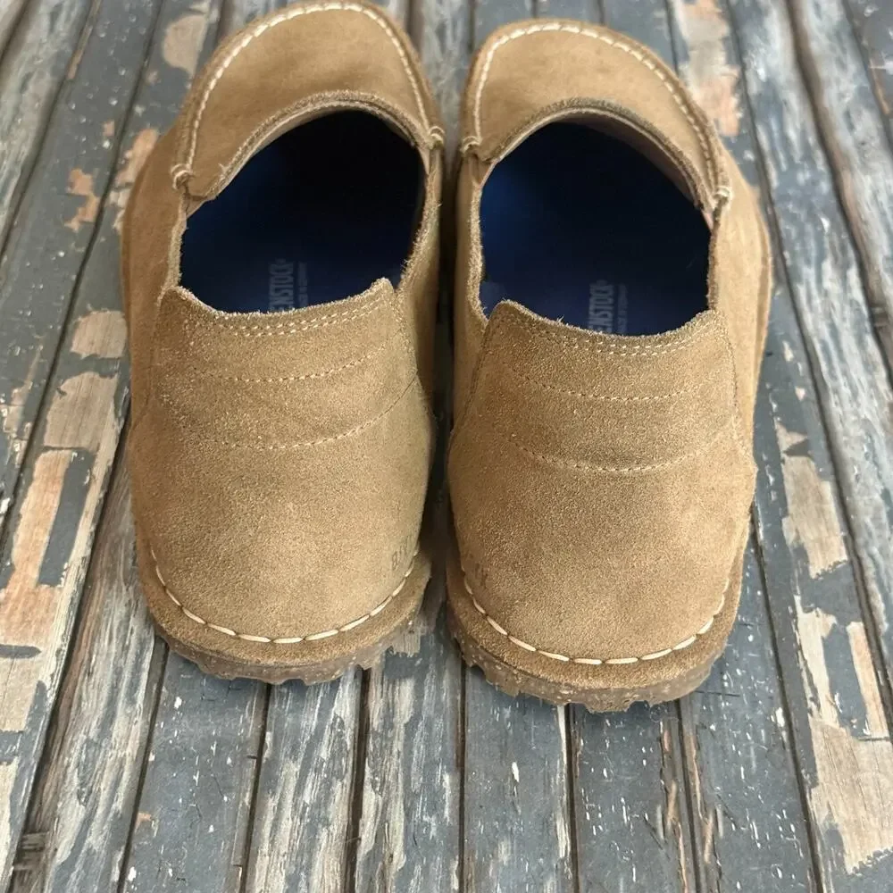 Birkenstock Utti Mens Slip On Moccasin Shoes 9.5 Brown Leather Suede Comfort NEW - Picture 7 of 10